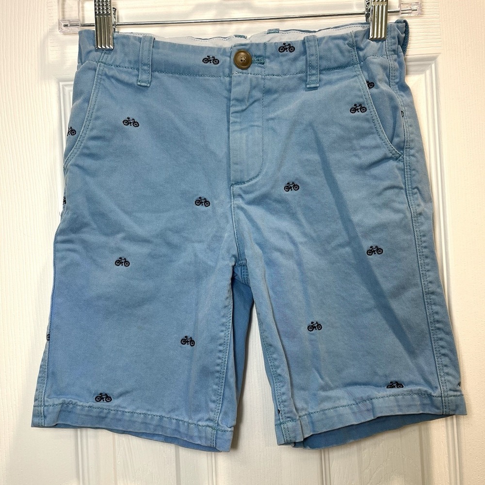 Jcrew Crewcuts Boys Size 8 Embroidered Chino Shorts Blue Classic Preppy